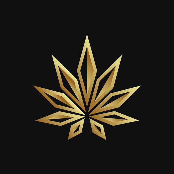 Goldenes Cannabis Als Logo Design Illustration Von Goldenem Cannabis Als — Stockvektor