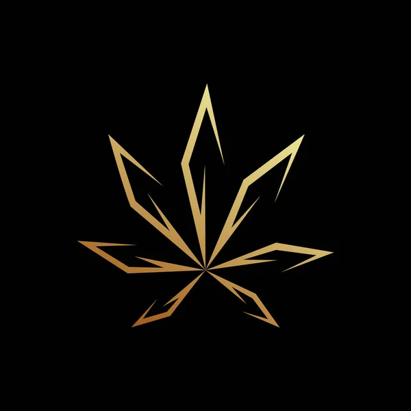 黄金大麻作为标志设计 将黄金大麻作为黑色背景标识设计的示例 — 图库矢量图片