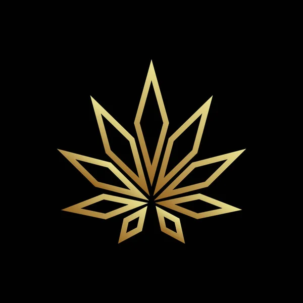 Goldenes Cannabis Als Logo Design Illustration Von Goldenem Cannabis Als — Stockvektor