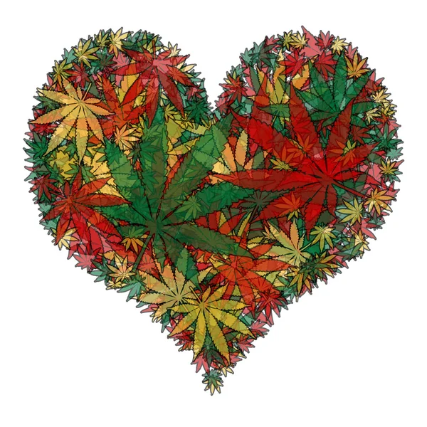 Corazón de marihuana — Vector de stock