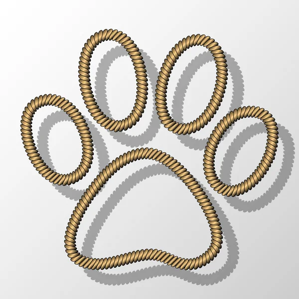 Paw Print-Rope — Stock Vector