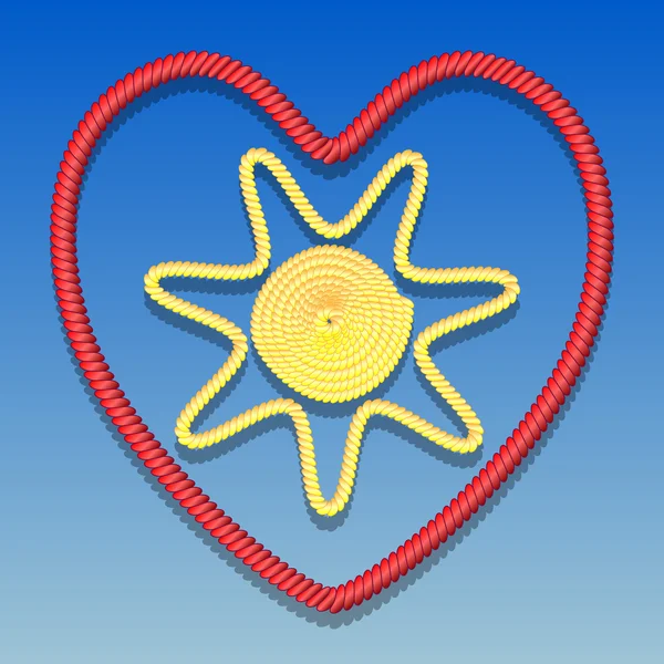 Солнце в сердце — стоковый вектор