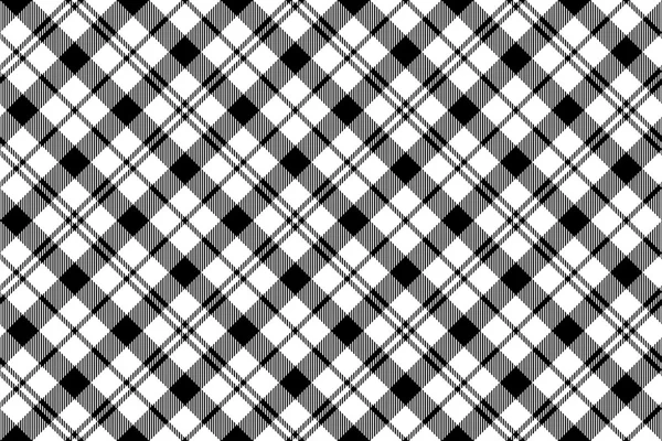 Militarismo blanco negro tartán diagonal sin costura — Vector de stock