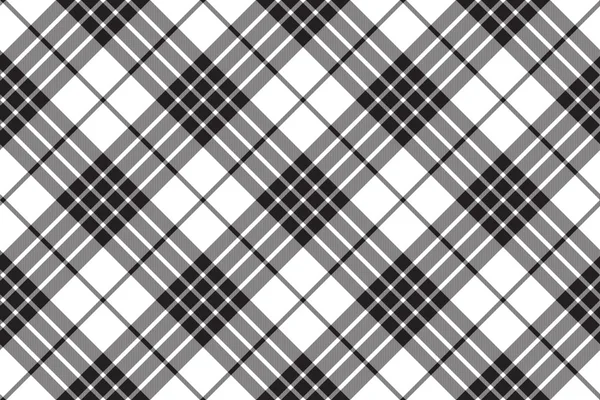 Clan cameron tartan diagonale nero bianco modello senza cuciture — Vettoriale Stock