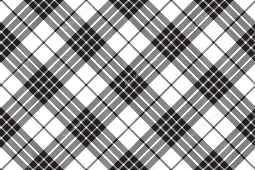 clan cameron tartan diagonal black white seamless pattern