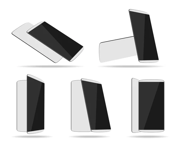 Smartphones blancs visage avec dos raccourcissement différent — Image vectorielle