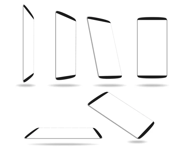 Nastavení nových telefonů smartphone s různým zobrazením úhlů izolovaných na bílém temu — Stockový vektor