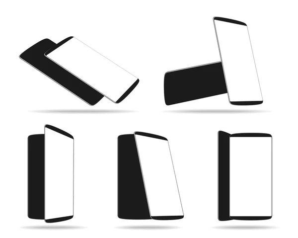 Définir smartphones modernes vues angles différents isolés sur blanc — Image vectorielle