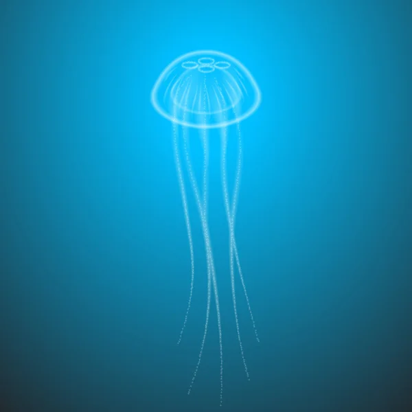 Marine life jellyfish with tentacles transparent underwater — Stock Vector