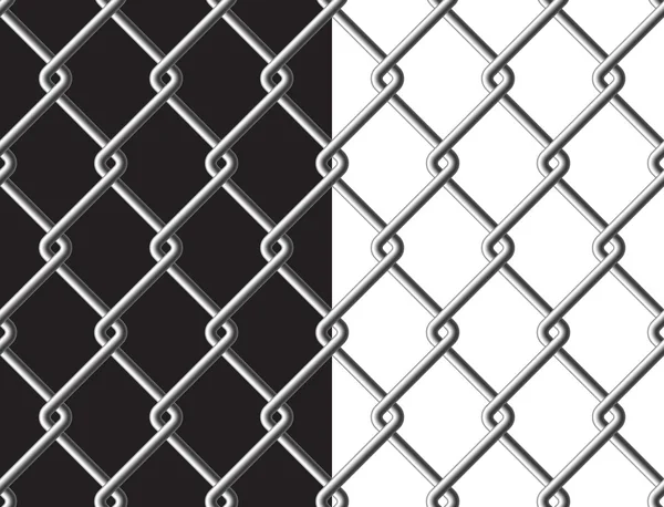Rete metallica recinzione in acciaio sfondo bianco e nero senza cuciture tex — Vettoriale Stock