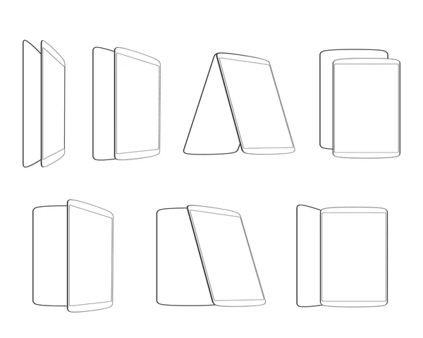 Contour tablet pictogrammen instellen — Stockvector