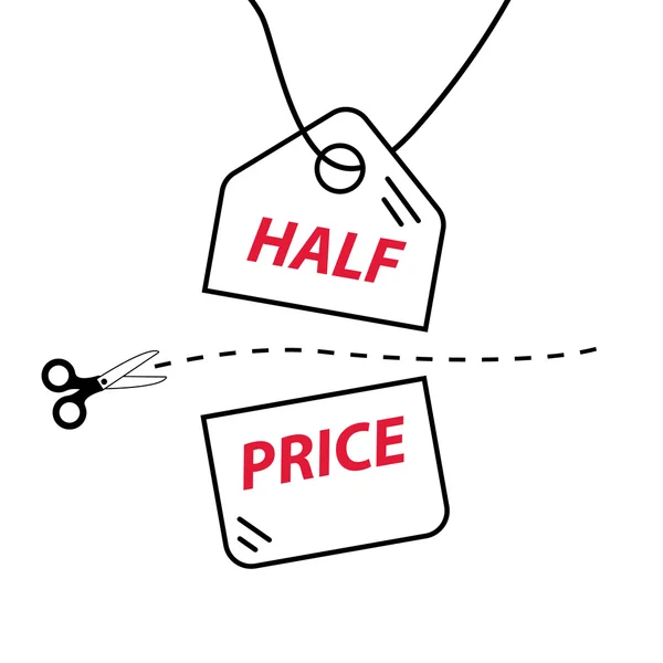 Snijd de helft van prijs — Stockvector