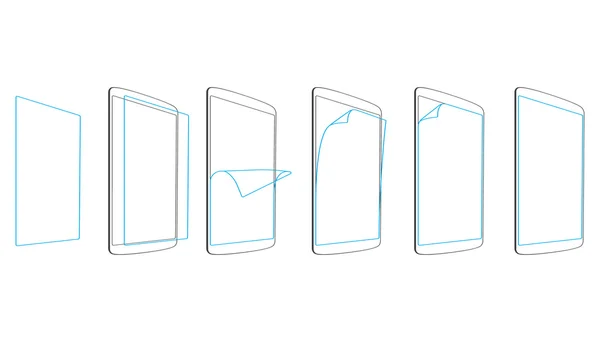 Étapes définir appliquer écran protecteur tablette PC — Image vectorielle
