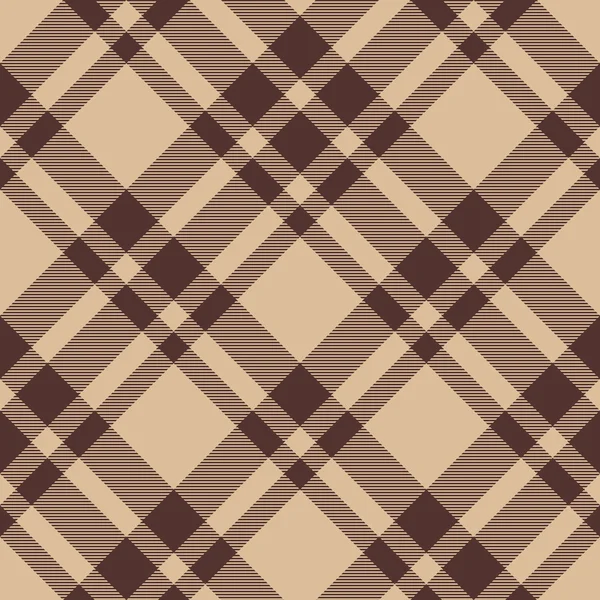 Motivo senza cuciture plaid a quadri diagonale marrone beige — Vettoriale Stock