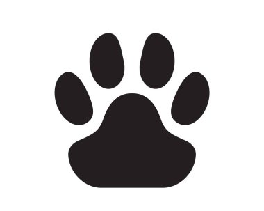 Hayvan pençesi izi. Kedi, köpek ya da vahşi hayvanlar, grafik sembolü. Vektör simgesi.