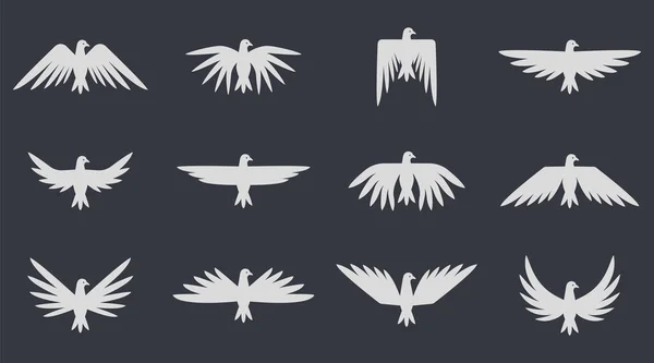 鸽子飞行矢量集 鸽子隔离图标 标识模板 — 图库矢量图片