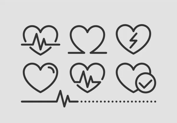 Icono Cardio Vector Diseño Línea Iconos Médicos Del Corazón Símbolos — Archivo Imágenes Vectoriales