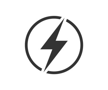 Lightning power icon in circle. Electricity vector symbol.