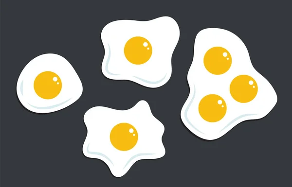煎蛋全彩图标 蛋类制剂病媒说明 — 图库矢量图片