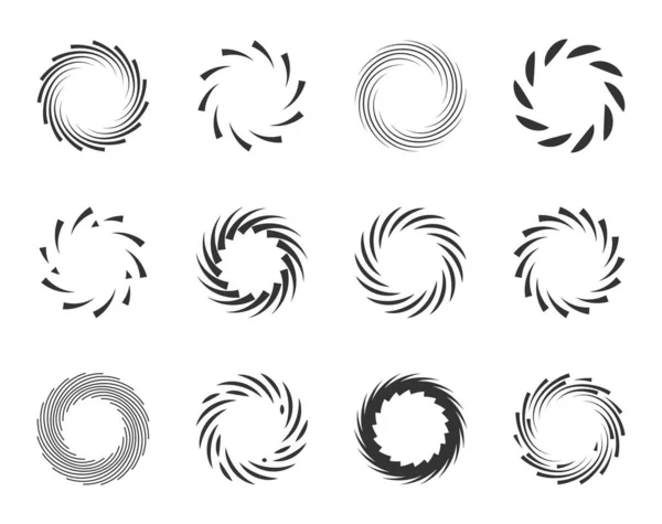 Spirálové Vektorové Konstrukční Prvky Ikony Kruhových Obrazců — Stockový vektor