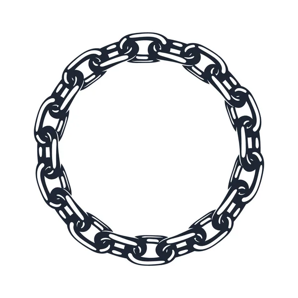 Metal Chain Icon Vector Circle Silhouette — Stock Vector