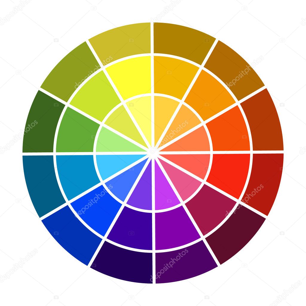 Colour wheel vector illustration. Shadow and light color. Base colors swatches.