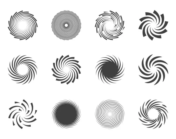 Movimiento Espiral Remolino Círculos Torsión Conjunto Elementos Diseño — Vector de stock