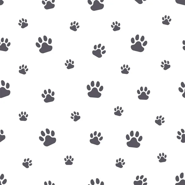 Animal Paw Prints Simple Vector Seamless Pattern White Background — Stock Vector