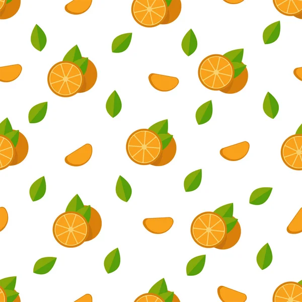 Tropical Fruits Oranges Seamless Pattern Vector Background Summer Holiday Vacation — Stock Vector