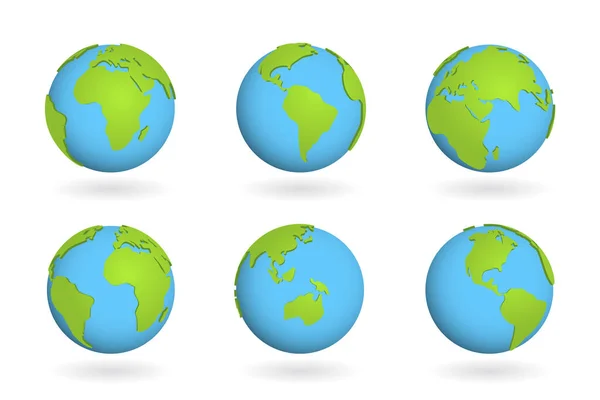 Globus Erde Weltzeichen Vektorplanet Karte Auf Der Kugelform Digitale Flächenländer — Stockvektor