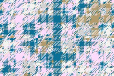 Modern arıza geçmişi. Renkli geometrik soyut model vektörü. Hasar çizgileri duvar kağıdını etkiler. Grunge desenli ekose..