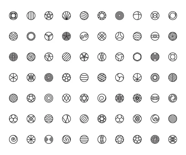 圆形矢量设计线图标集 集合标志类型的圆形设计元素 — 图库矢量图片