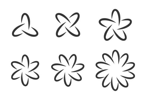 デザイン要素セット 幾何学的なスタイルの花と星 アイデンティティ会社のためのベクトルテンプレート — ストックベクタ