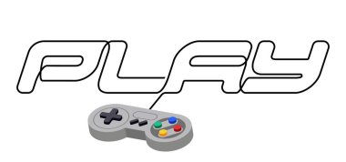 Eğlenceli engelleme grafiği cihazı. Tişört baskısı ya da poster için metin oyunu içeren bilgisayar kumandası. Vektör yaratıcı konsol denetimi.