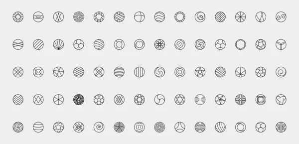 Icono Vector Símbolo Conjunto Signo Redondo Botón Web Diseño Plano — Archivo Imágenes Vectoriales