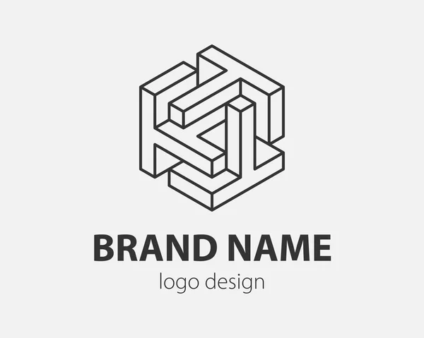 Blok Logo Abstract Ontwerp Technologie Communicatie Vector Template Lineaire Stijl — Stockvector