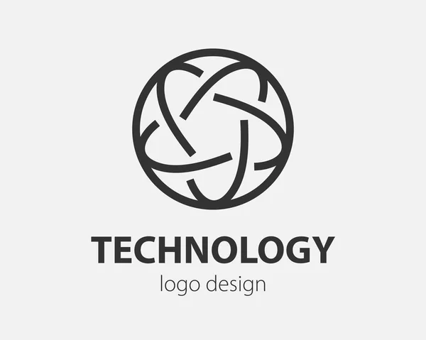 Geometric Vector Logo Circle High Tech Style Logotype Nano Technology — Stock Vector