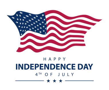 Amerikan bayrağıyla bağımsızlık günü pankartı. Kutlama 4 Temmuz tebrik kartı vektör şablonu.