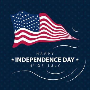 Amerika 'nın bağımsızlık günü tebrik kartı tasarımı. Modern ABD bayrak vektör illüstrasyonu. 