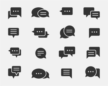 Sohbet ikonu vektör tasarım elemanı. Konuşma baloncuğu işareti. Mobil uygulama veya web sitesi için diyalog balonları ayarla.