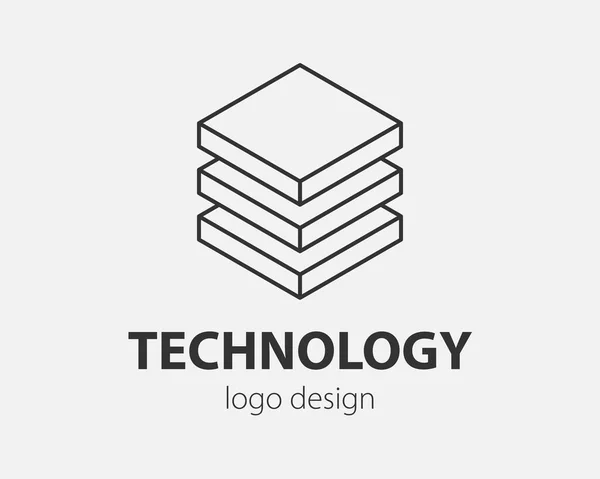 Block Logo Abstraktes Design Technologie Kommunikation Vektor Vorlage Linearen Stil — Stockvektor