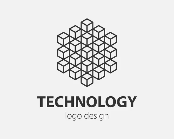 Block Logo Abstrakcyjny Design Technologia Komunikacji Wektor Szablon Liniowy Styl — Wektor stockowy