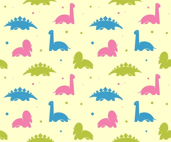 Kids Baby Background Cute Dinosaurs Vector Seamless Pattern — Stock Vector