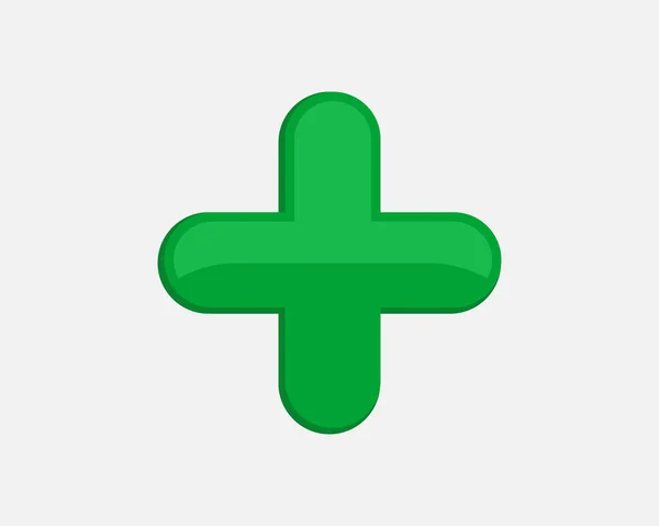 Verde Mais Sinal Ícone Vetorial Símbolo Cruzado Orientação Segurança — Vetor de Stock