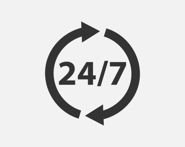 Günlük 24 saat servis simgesi vektörü. Web siteleri, web tasarımı, mobil uygulama işaretleri ve sembolleri
