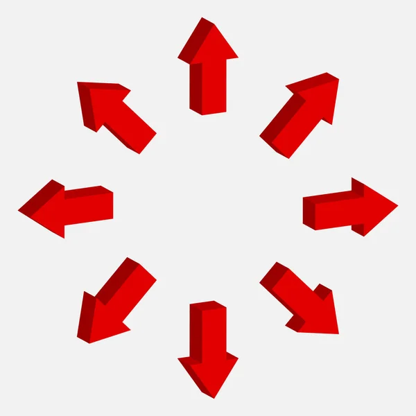 3D箭头符号向量 向上和向下的符号 红色指针集合 — 图库矢量图片