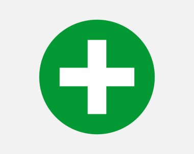 Yeşil artı işareti. Vektör simgesi. Güvenlik rehberliğinin çapraz sembolü.