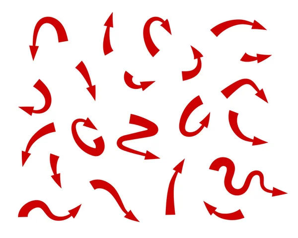 Червона Стрілка Вказує Інший Напрямок Набір Піктограм Ізольовано Білому Тлі — стоковий вектор