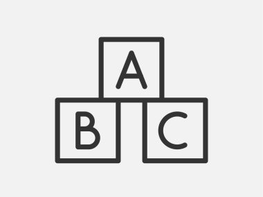 ABC küp oyuncak ikonu beyaz arka planda. Satır biçimi.