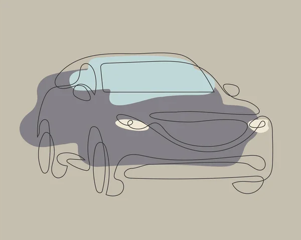 Διάνυσμα Τέχνη Χέρι Σχέδιο Και Ζωγραφική Αυτοκίνητο Μία Γραμμή Οχήματος — Διανυσματικό Αρχείο